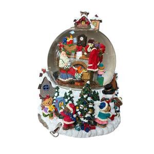 Santa Clause Christmas large musical snow globe revolving inner scene